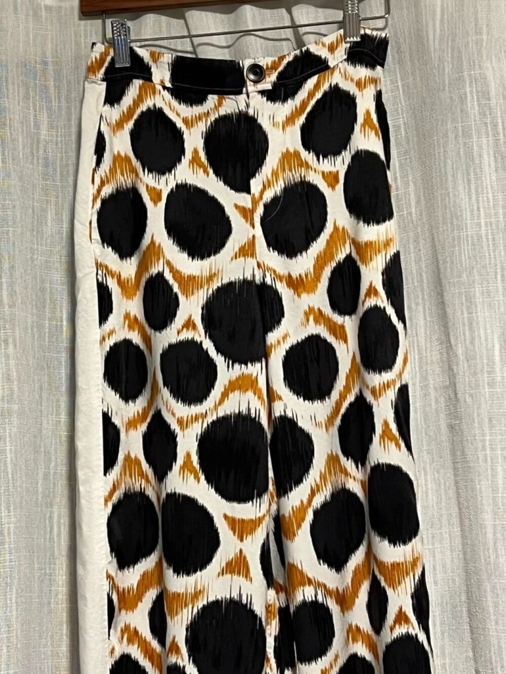Maeve Wide Leg Pants in Black, White & Brown Abstract Dot Print